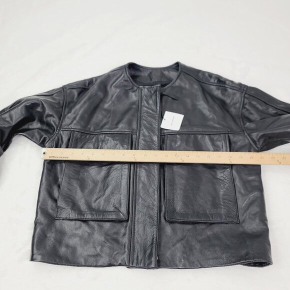 Zara Women's Black Long Sleeve Round Neck Streetwear Faux Leather Jacket Size XS - Picture 11 of 12